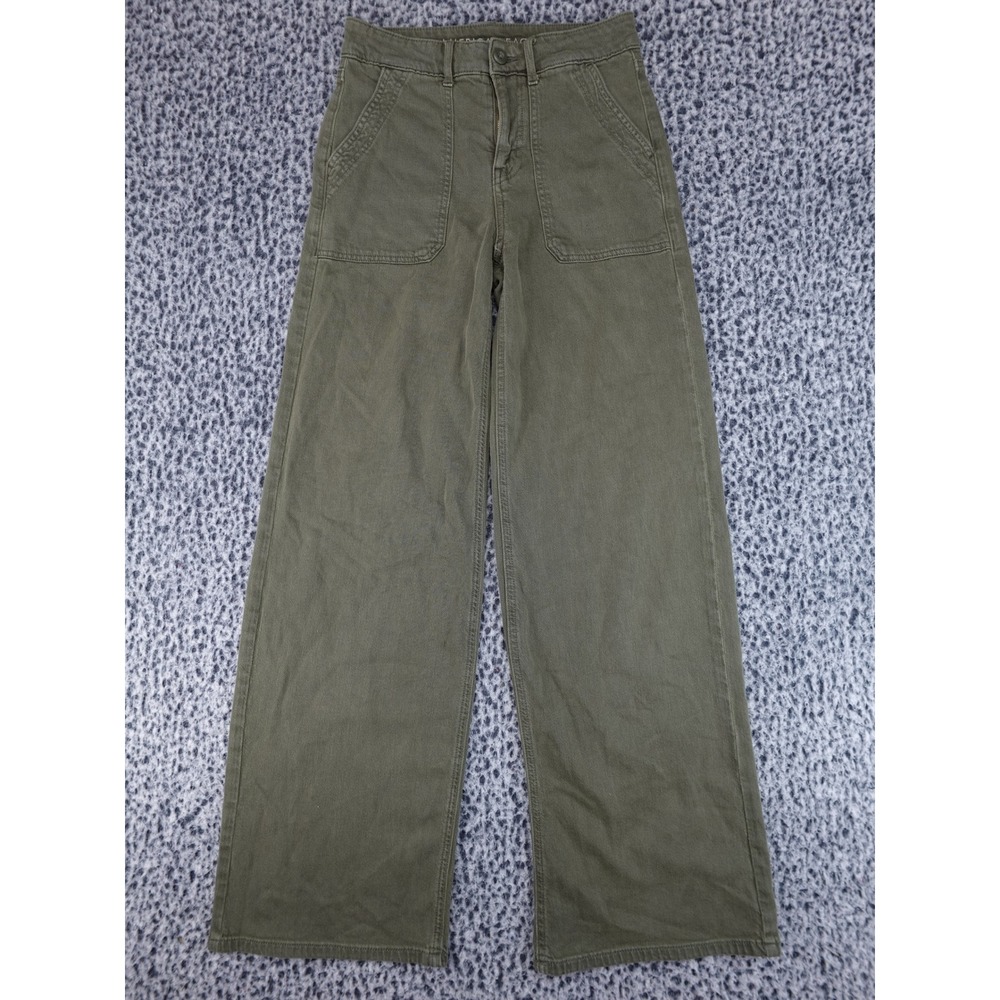 American Eagle Pants Womens 00 Green Super High Rise Baggy Wide Leg Utility